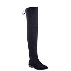 New Marc Fisher Humor2 Padded Insole Riding Over-the-Knee Boots 7.5M Black Suede